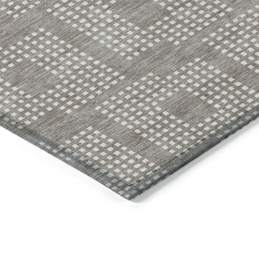 Taupe And Ivory Geometric Washable Indoor Outdoor Area Rug Photo 5