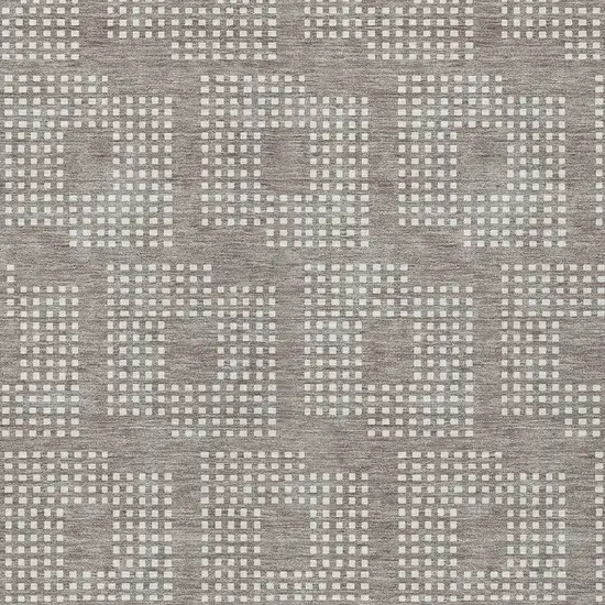 Taupe And Ivory Geometric Washable Indoor Outdoor Area Rug Photo 6