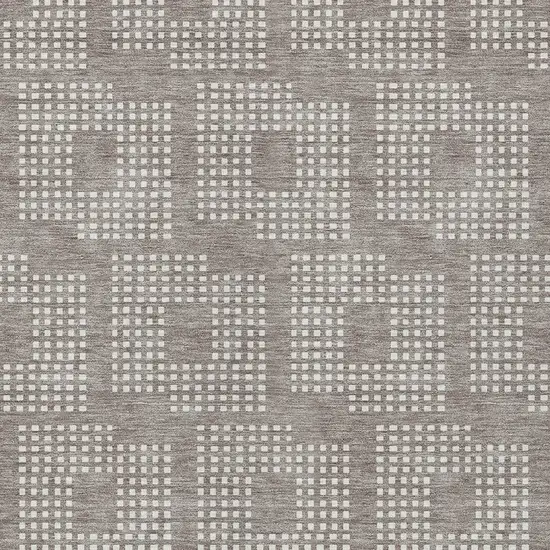 Taupe And Ivory Geometric Washable Indoor Outdoor Area Rug Photo 6