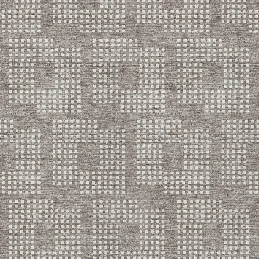 Taupe And Ivory Geometric Washable Indoor Outdoor Area Rug Photo 6