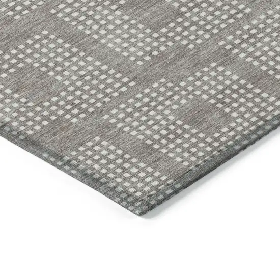 Taupe And Ivory Geometric Washable Indoor Outdoor Area Rug Photo 5
