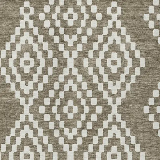 Taupe And Ivory Geometric Washable Indoor Outdoor Area Rug Photo 7