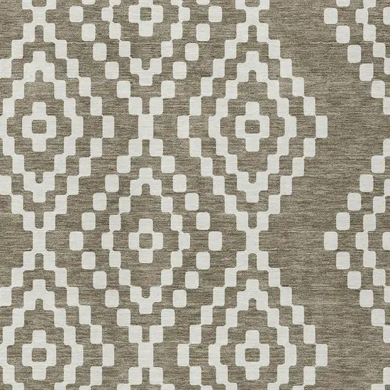 Taupe And Ivory Geometric Washable Indoor Outdoor Area Rug Photo 7