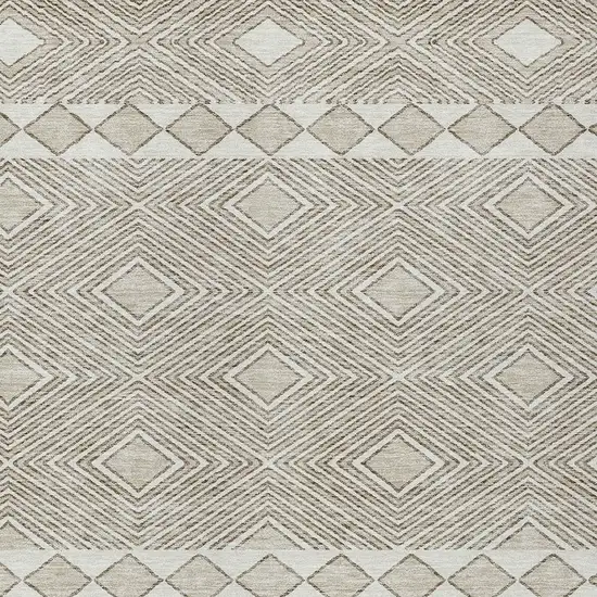 Taupe And Ivory Geometric Washable Indoor Outdoor Area Rug Photo 6