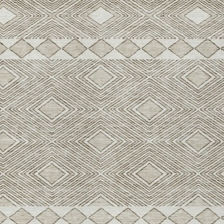 Taupe And Ivory Geometric Washable Indoor Outdoor Area Rug Photo 6