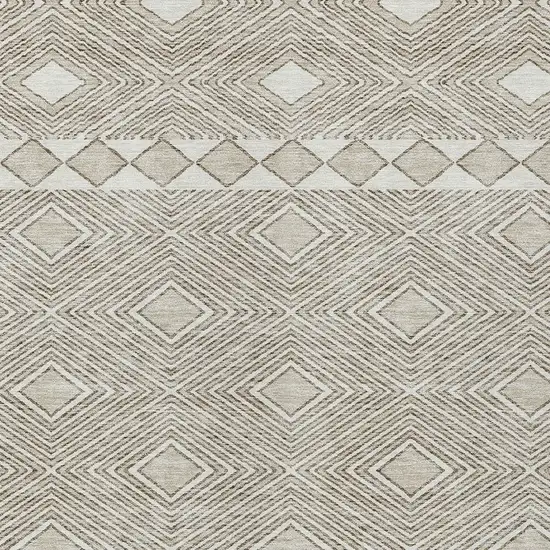Taupe And Ivory Geometric Washable Indoor Outdoor Area Rug Photo 6
