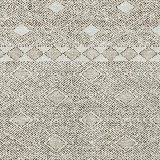 Taupe And Ivory Geometric Washable Indoor Outdoor Area Rug Photo 6
