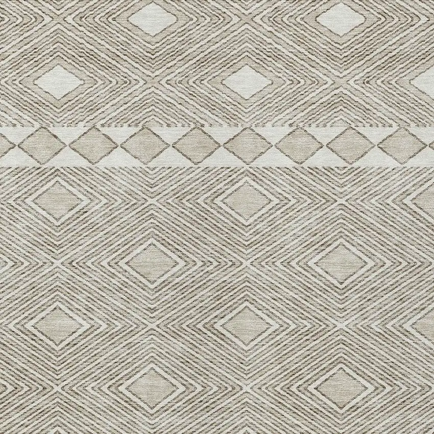 Taupe And Ivory Geometric Washable Indoor Outdoor Area Rug Photo 6