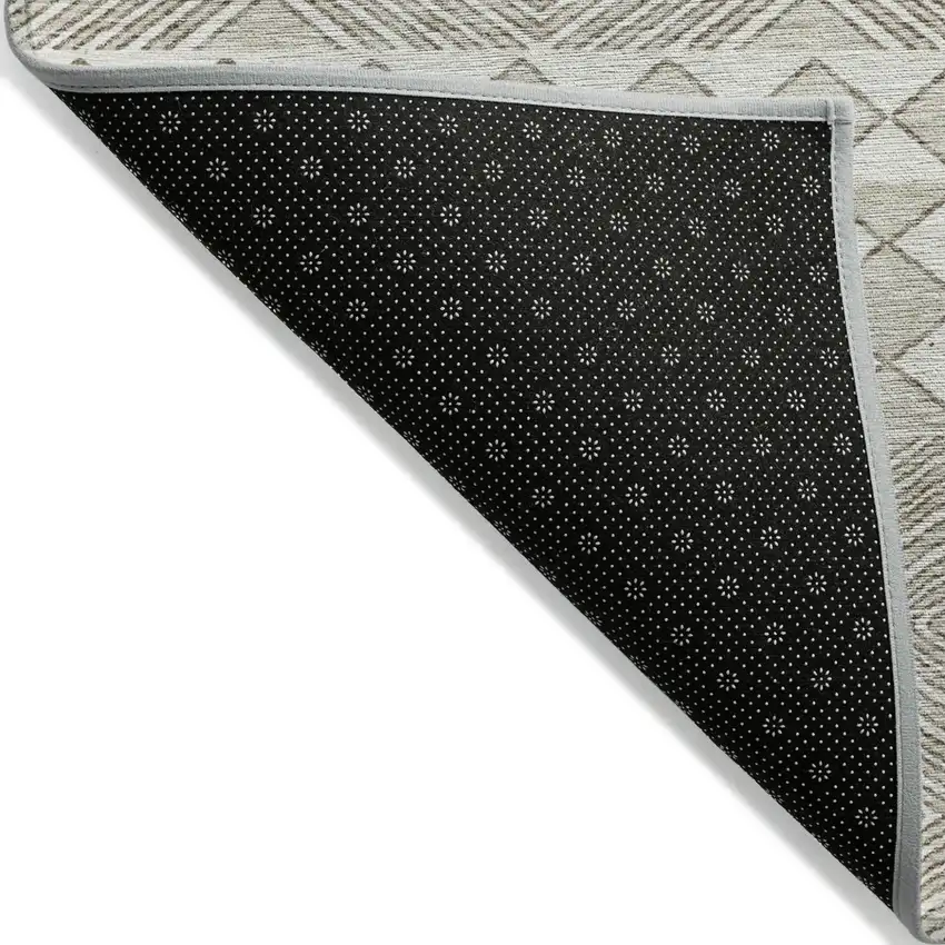 Taupe And Ivory Geometric Washable Indoor Outdoor Area Rug Photo 4