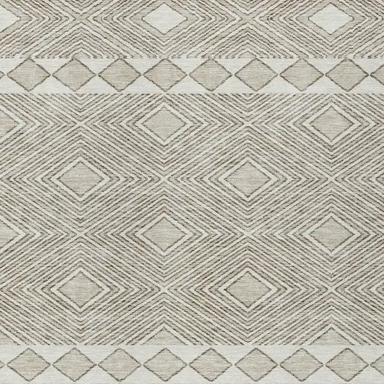 Taupe And Ivory Geometric Washable Indoor Outdoor Area Rug Photo 6