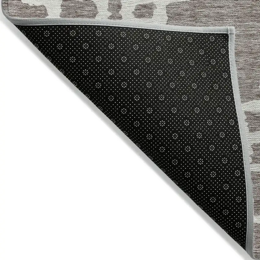 Taupe And Ivory Geometric Washable Indoor Outdoor Area Rug Photo 5