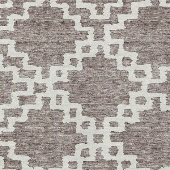 Taupe And Ivory Geometric Washable Indoor Outdoor Area Rug Photo 6