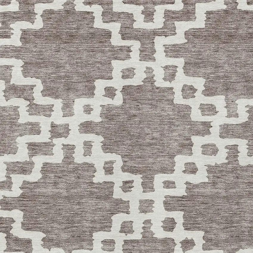 Taupe And Ivory Geometric Washable Indoor Outdoor Area Rug Photo 6