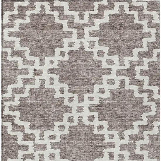 Taupe And Ivory Geometric Washable Indoor Outdoor Area Rug Photo 6