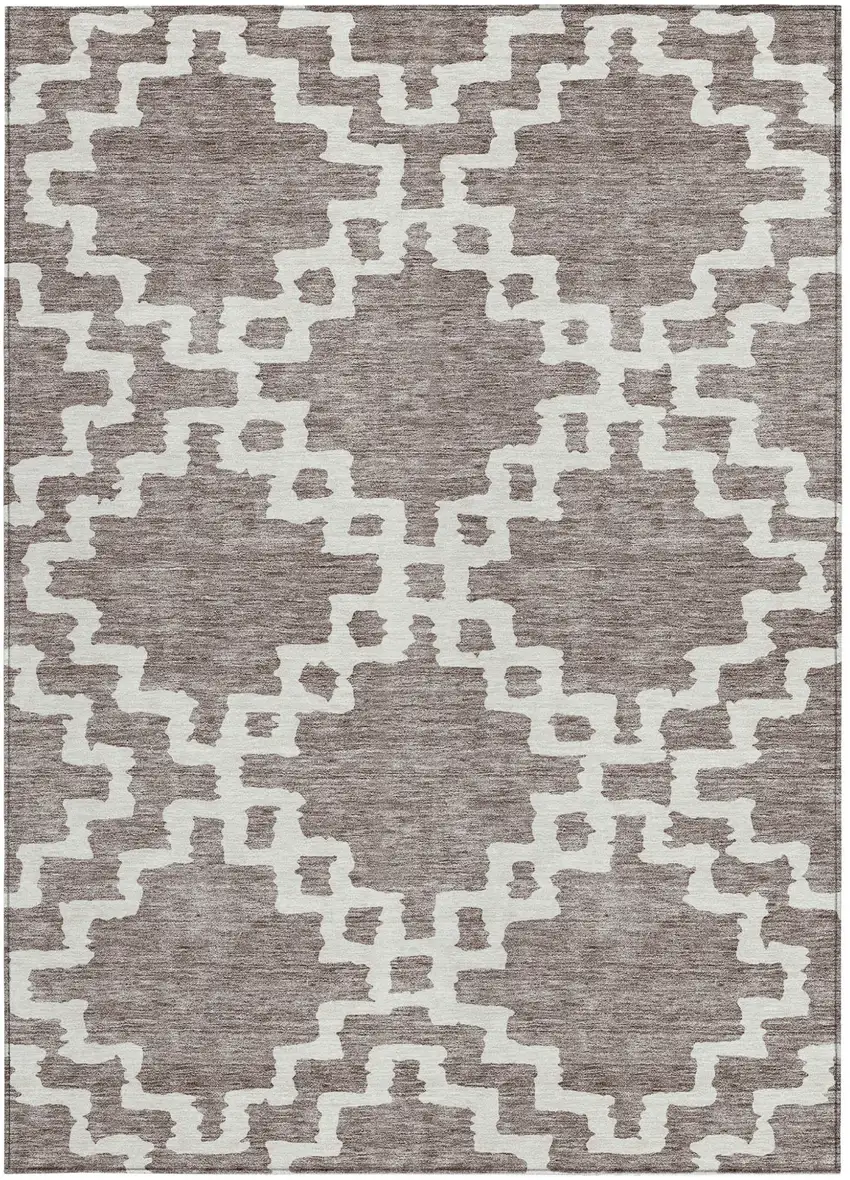Taupe And Ivory Geometric Washable Indoor Outdoor Area Rug Photo 7