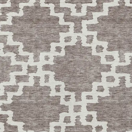 Taupe And Ivory Geometric Washable Indoor Outdoor Area Rug Photo 6