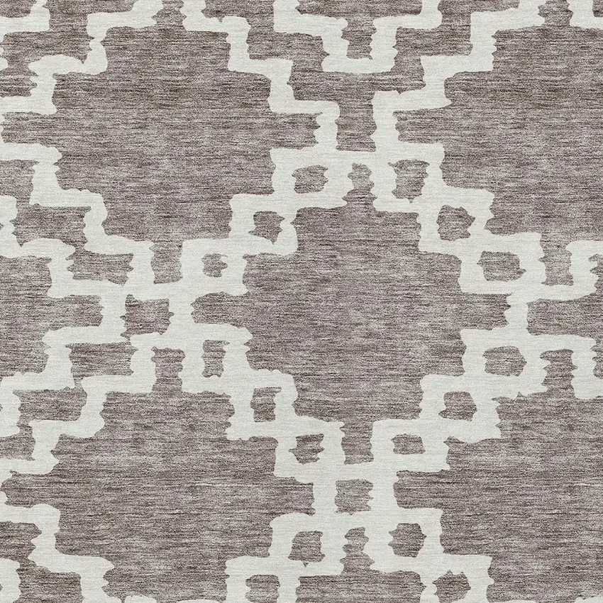 Taupe And Ivory Geometric Washable Indoor Outdoor Area Rug Photo 6