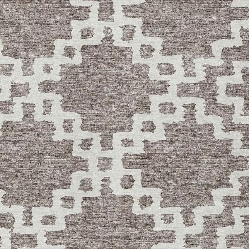 Taupe And Ivory Geometric Washable Indoor Outdoor Area Rug Photo 6