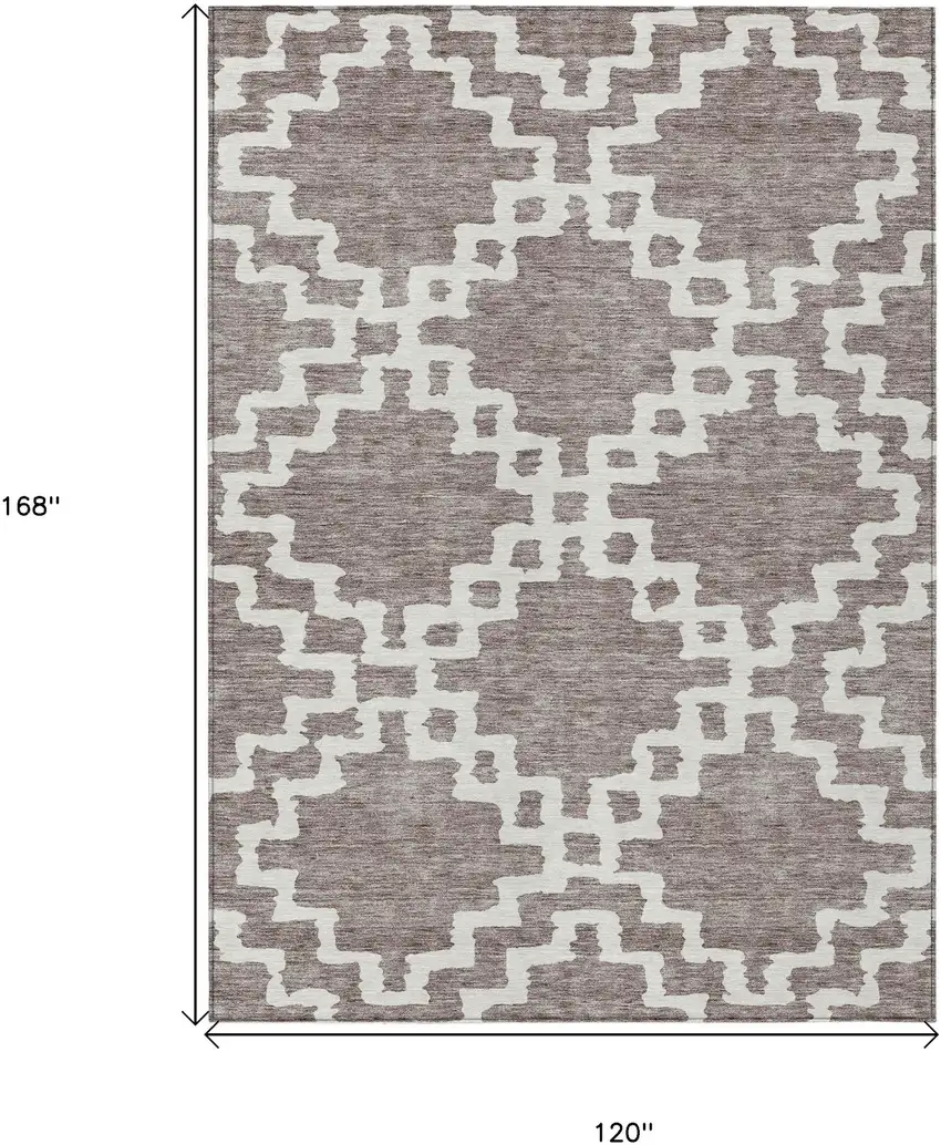 Taupe And Ivory Geometric Washable Indoor Outdoor Area Rug Photo 3