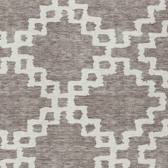 Taupe And Ivory Geometric Washable Indoor Outdoor Area Rug Photo 6
