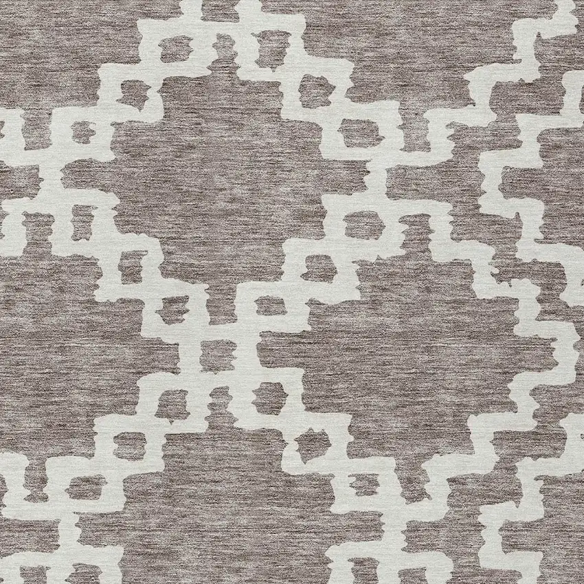 Taupe And Ivory Geometric Washable Indoor Outdoor Area Rug Photo 6