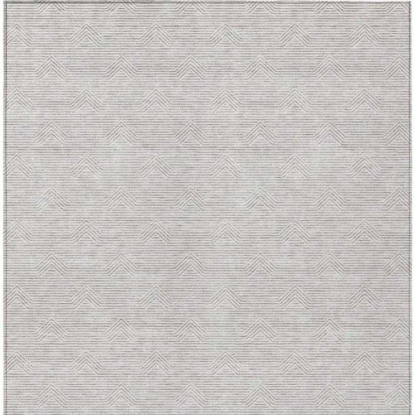 Taupe And Ivory Geometric Washable Indoor Outdoor Area Rug Photo 6
