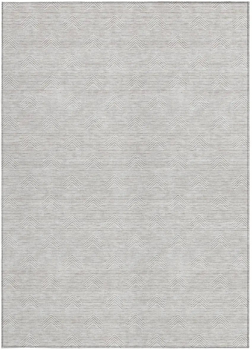 Taupe And Ivory Geometric Washable Indoor Outdoor Area Rug Photo 7