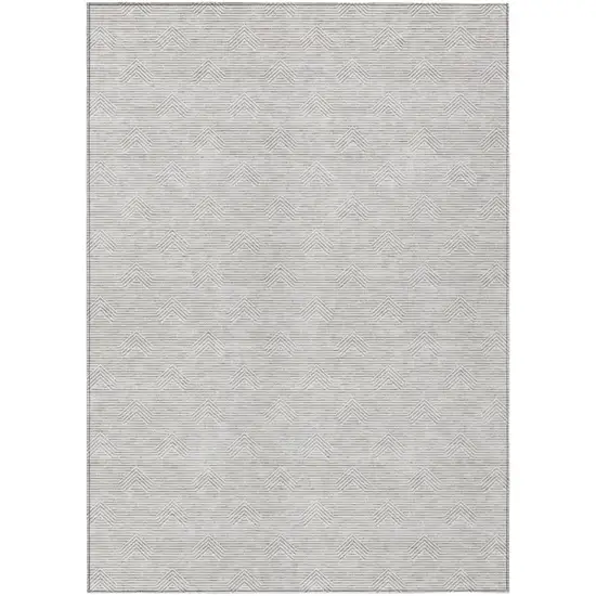 Taupe And Ivory Geometric Washable Indoor Outdoor Area Rug Photo 2