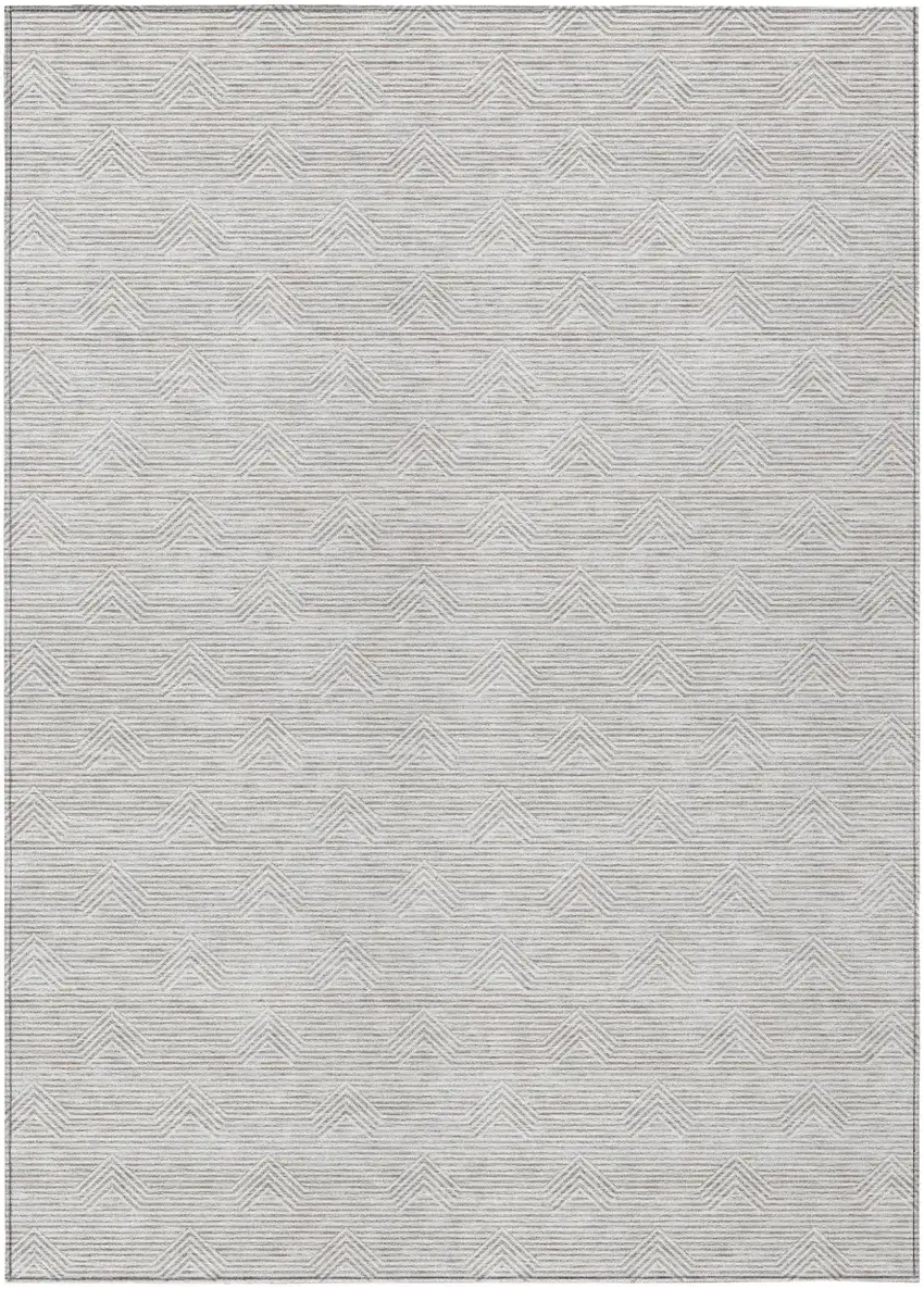Taupe And Ivory Geometric Washable Indoor Outdoor Area Rug Photo 2