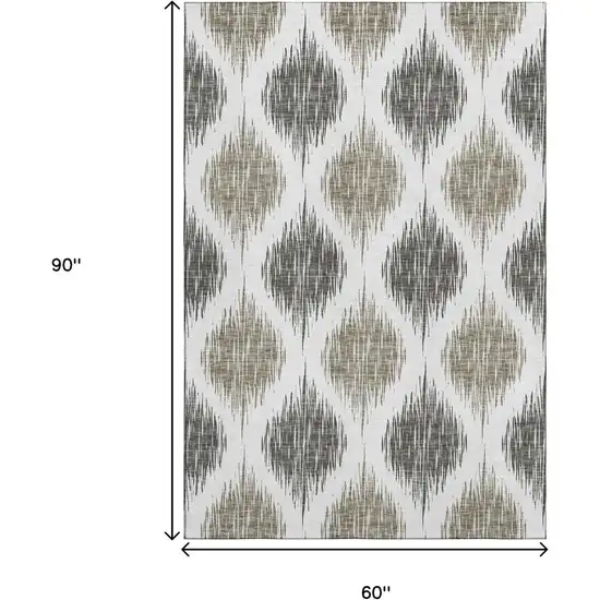 Taupe And Ivory Ikat Washable Area Rug With UV Protection Photo 3