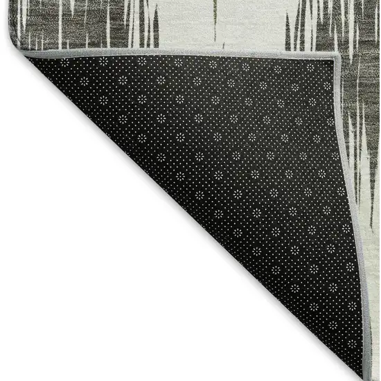 Taupe And Ivory Ikat Washable Area Rug With UV Protection Photo 7