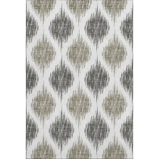 Taupe And Ivory Ikat Washable Area Rug With UV Protection Photo 1