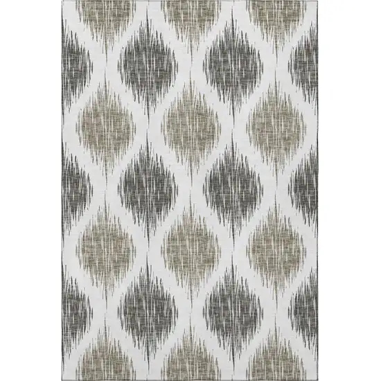 Taupe And Ivory Ikat Washable Area Rug With UV Protection Photo 4