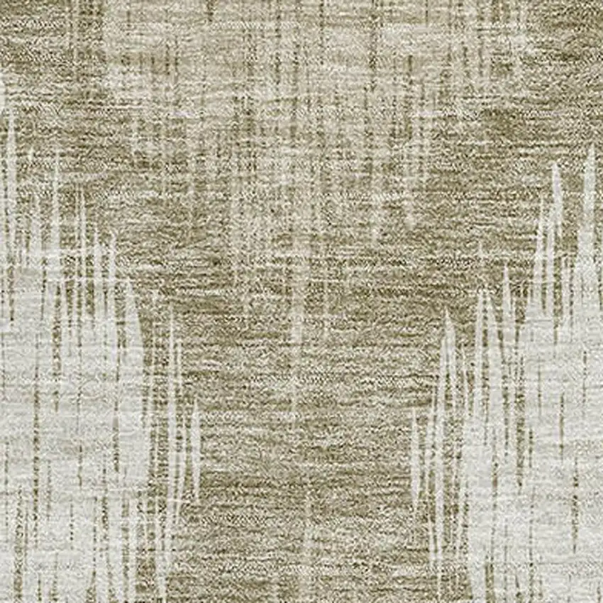 Taupe And Ivory Ikat Washable Area Rug With UV Protection Photo 3