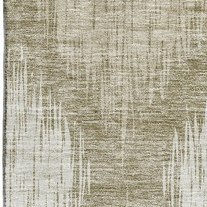 Taupe And Ivory Ikat Washable Area Rug With UV Protection Photo 3