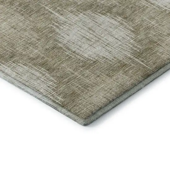 Taupe And Ivory Ikat Washable Area Rug With UV Protection Photo 8