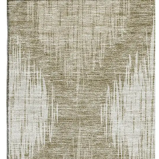 Taupe And Ivory Ikat Washable Area Rug With UV Protection Photo 4