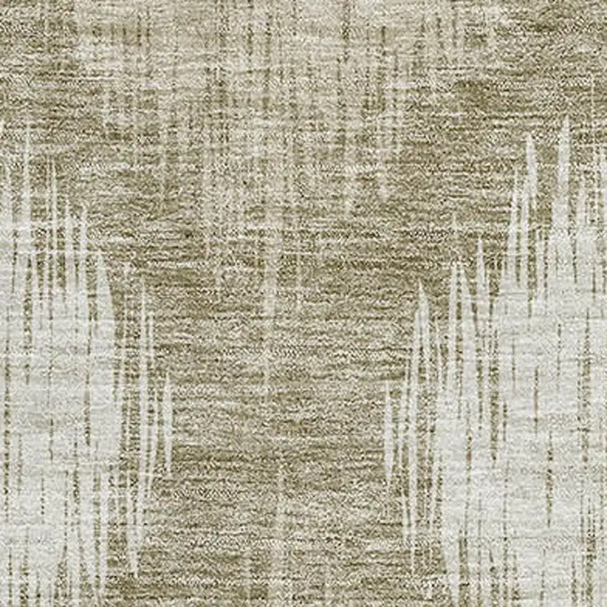 Taupe And Ivory Ikat Washable Area Rug With UV Protection Photo 3