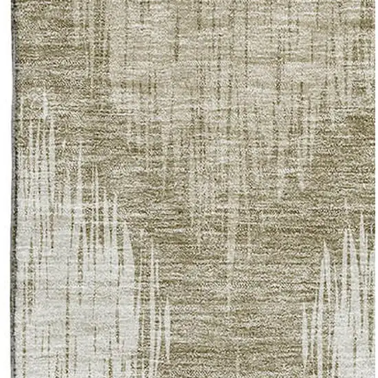 Taupe And Ivory Ikat Washable Area Rug With UV Protection Photo 3