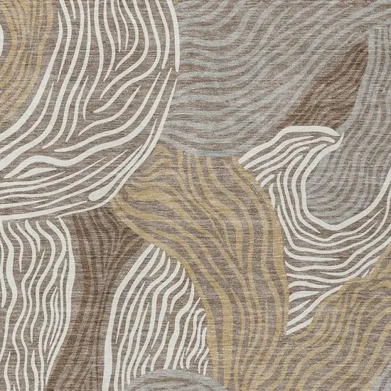 Taupe And Ivory Ikat Washable Indoor Outdoor Area Rug Photo 2