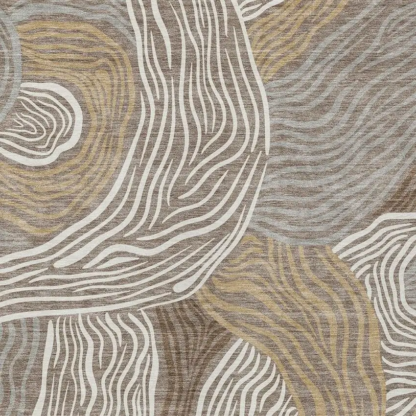 Taupe And Ivory Ikat Washable Indoor Outdoor Area Rug Photo 2