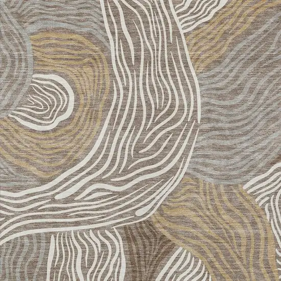 Taupe And Ivory Ikat Washable Indoor Outdoor Area Rug Photo 2