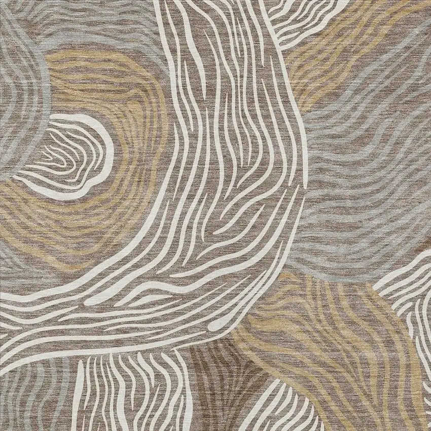 Taupe And Ivory Ikat Washable Indoor Outdoor Area Rug Photo 2