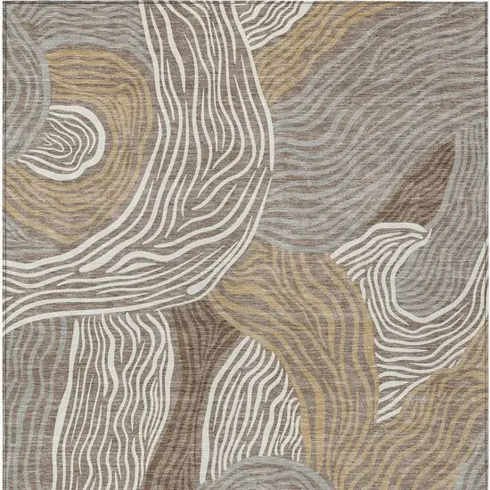 Taupe And Ivory Ikat Washable Indoor Outdoor Area Rug Photo 3