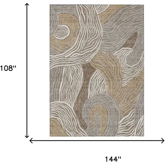 Taupe And Ivory Ikat Washable Indoor Outdoor Area Rug Photo 6