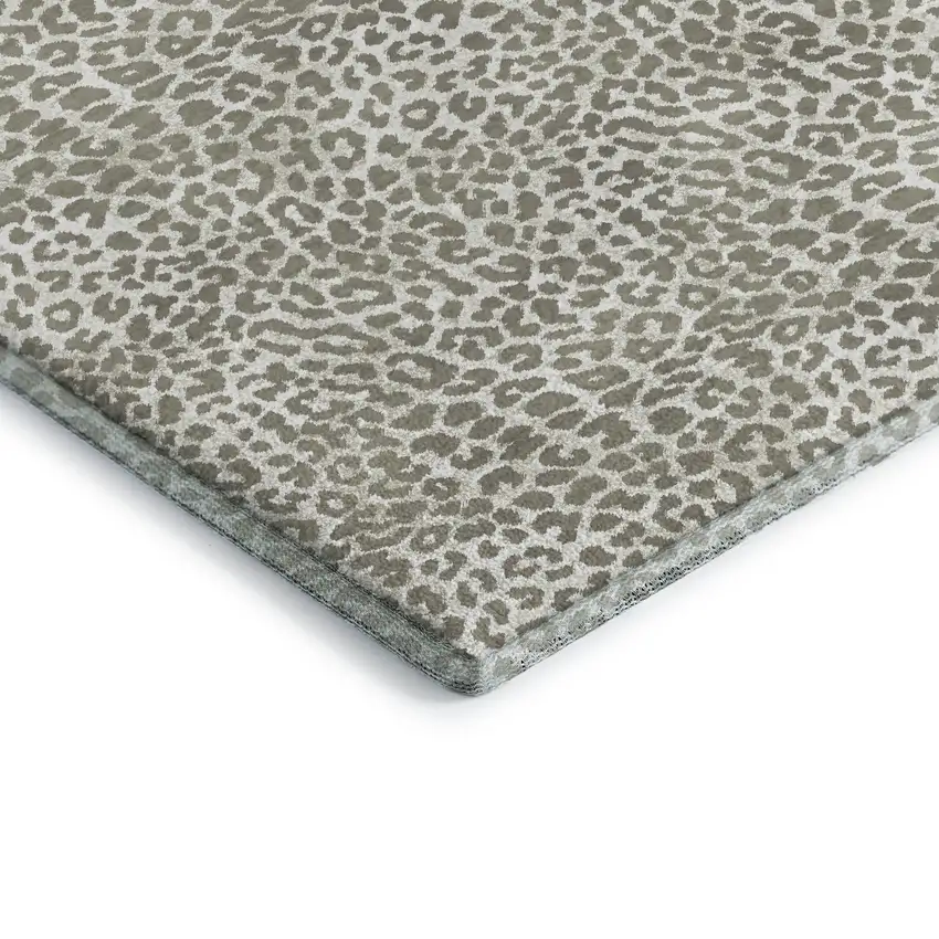 Taupe And Ivory Leopard Print Washable Indoor Outdoor Area Rug Photo 4