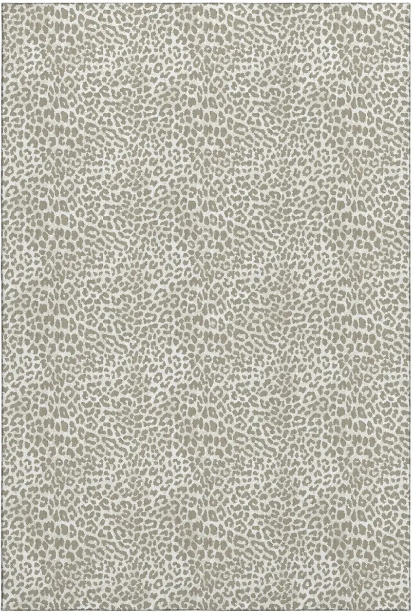 Taupe And Ivory Leopard Print Washable Indoor Outdoor Area Rug Photo 2