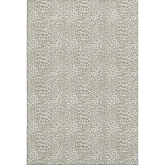 Taupe And Ivory Leopard Print Washable Indoor Outdoor Area Rug Photo 8
