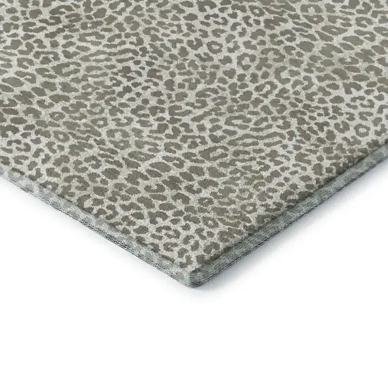 Taupe And Ivory Leopard Print Washable Indoor Outdoor Area Rug Photo 5