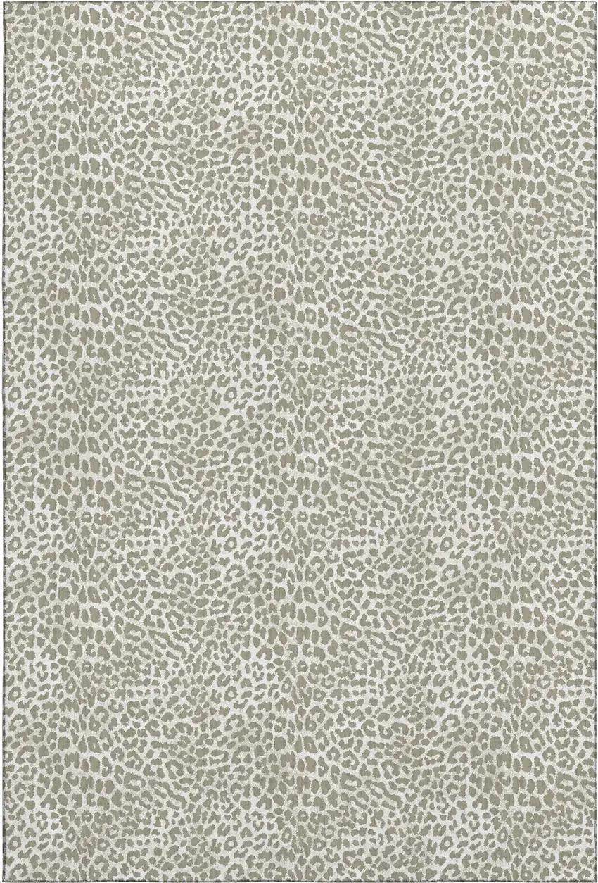 Taupe And Ivory Leopard Print Washable Indoor Outdoor Area Rug Photo 6